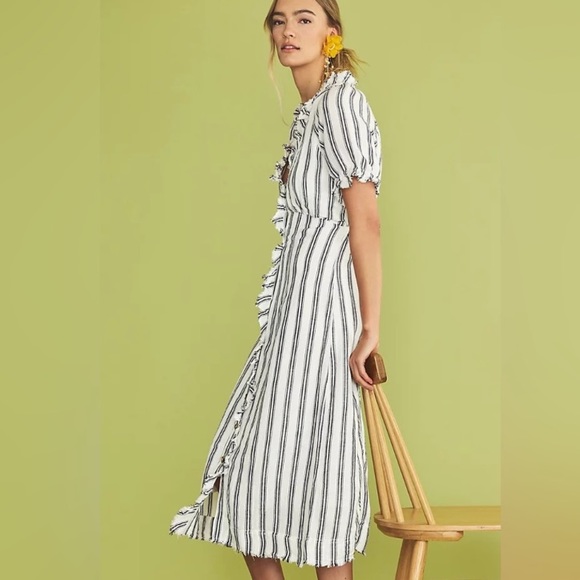 Anthropologie Dresses & Skirts - NWT - Anthropologie - Pilcro - Ruffle-Collar Button-down Striped Dress